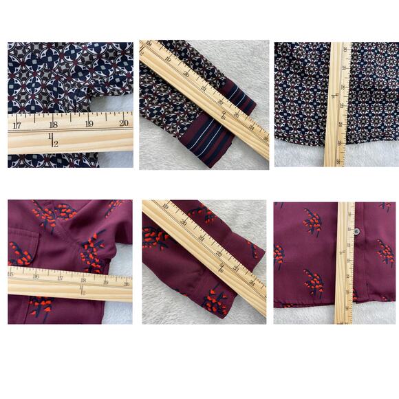 Ann Taylor LOFT Floral Button Up Shirts Women S Lot of 2 Navy Wine Career Preppy - Picture 9 of 9